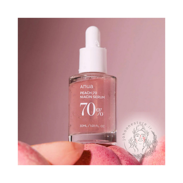 سرم روشن کننده آنوا مدل نیاسینامید هلو ۷۰+ حجم 30 میل اصل کره جنوبی
