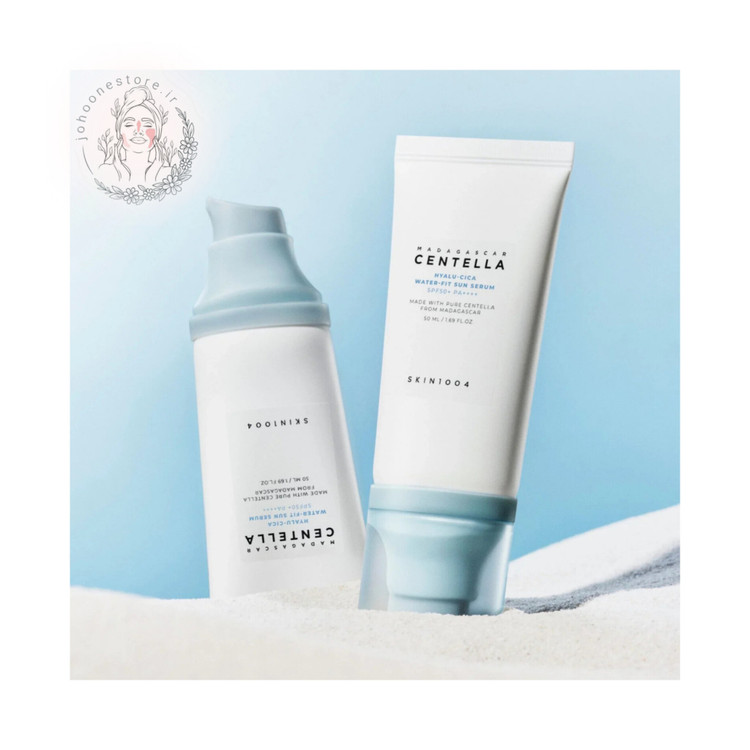 سرم ضد آفتاب سنتلا اسکین 1004 ماداگاسکار مدل هیالو واتر فیت با +50 SPF و محافظت ++++PA حجم 50میل اصل کره جنوبی