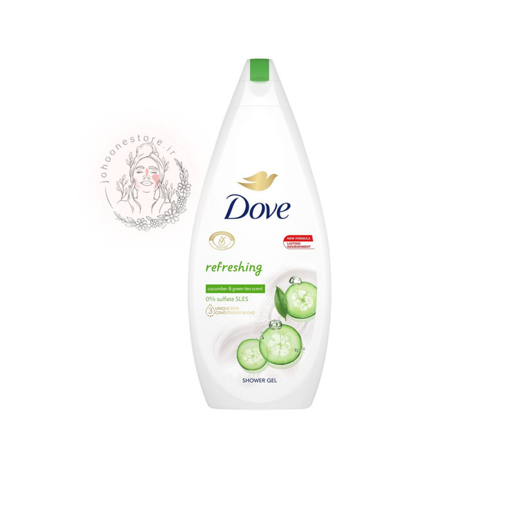 شامپو بدن داو حاوی سرم سهگانه مرطوبکننده و رایحه خیار و چای سبز، حجم ۷۵۰ میل اصل