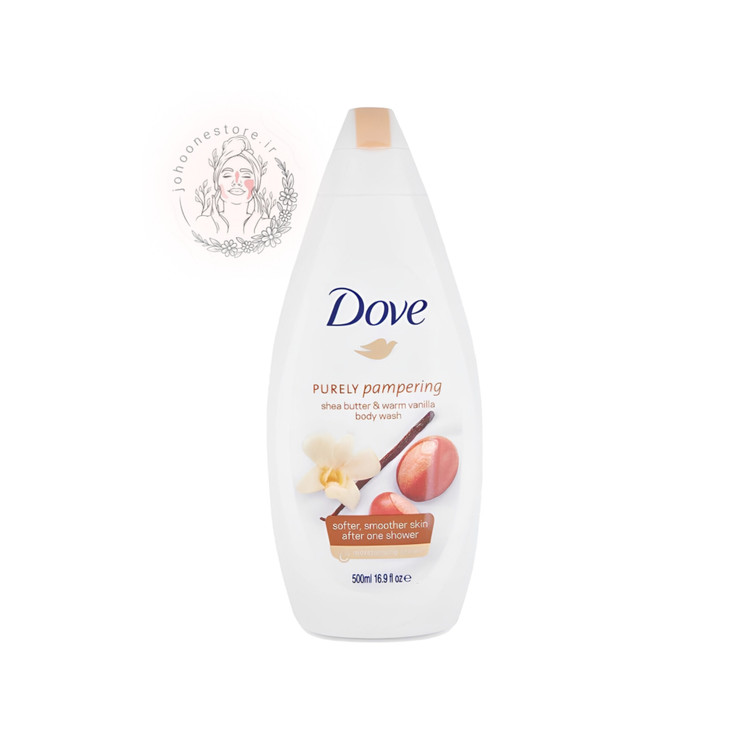 شامپو بدن داو مدل purely pampering با رایحه کره شی و وانیل گرم و ملایم، حجم ۵۰۰ میل اصل