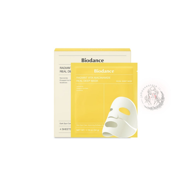 ماسک ورقه ای ویتا نیاسینامید بایودنس مدل Radiant Vita Niacinamide-Real Deep Mask اصل کره جنوبی