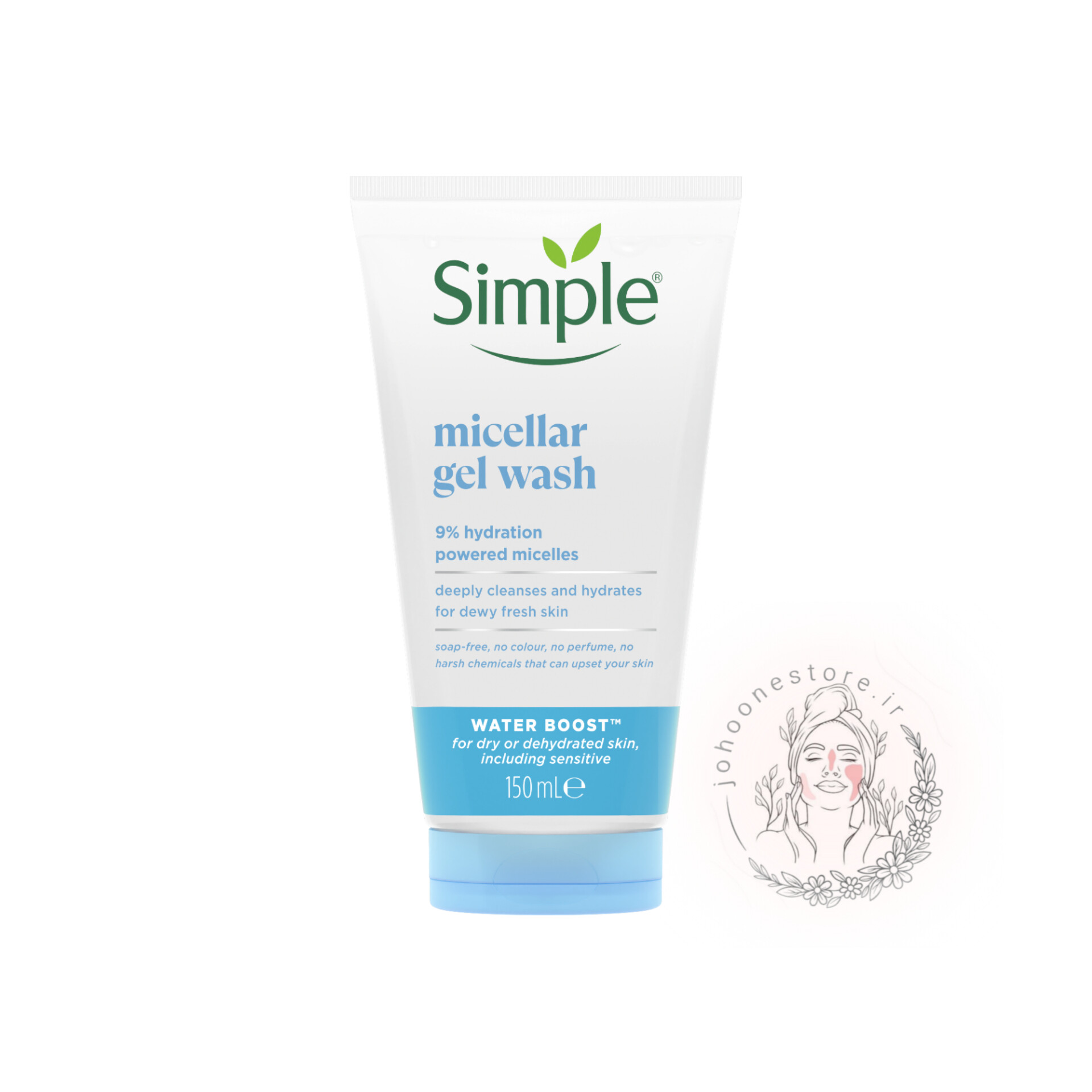 ژل شستشوی صورت Water Boost Micellar سیمپل مدل 9% hydration water boost حجم 150میل اصل انگلستان