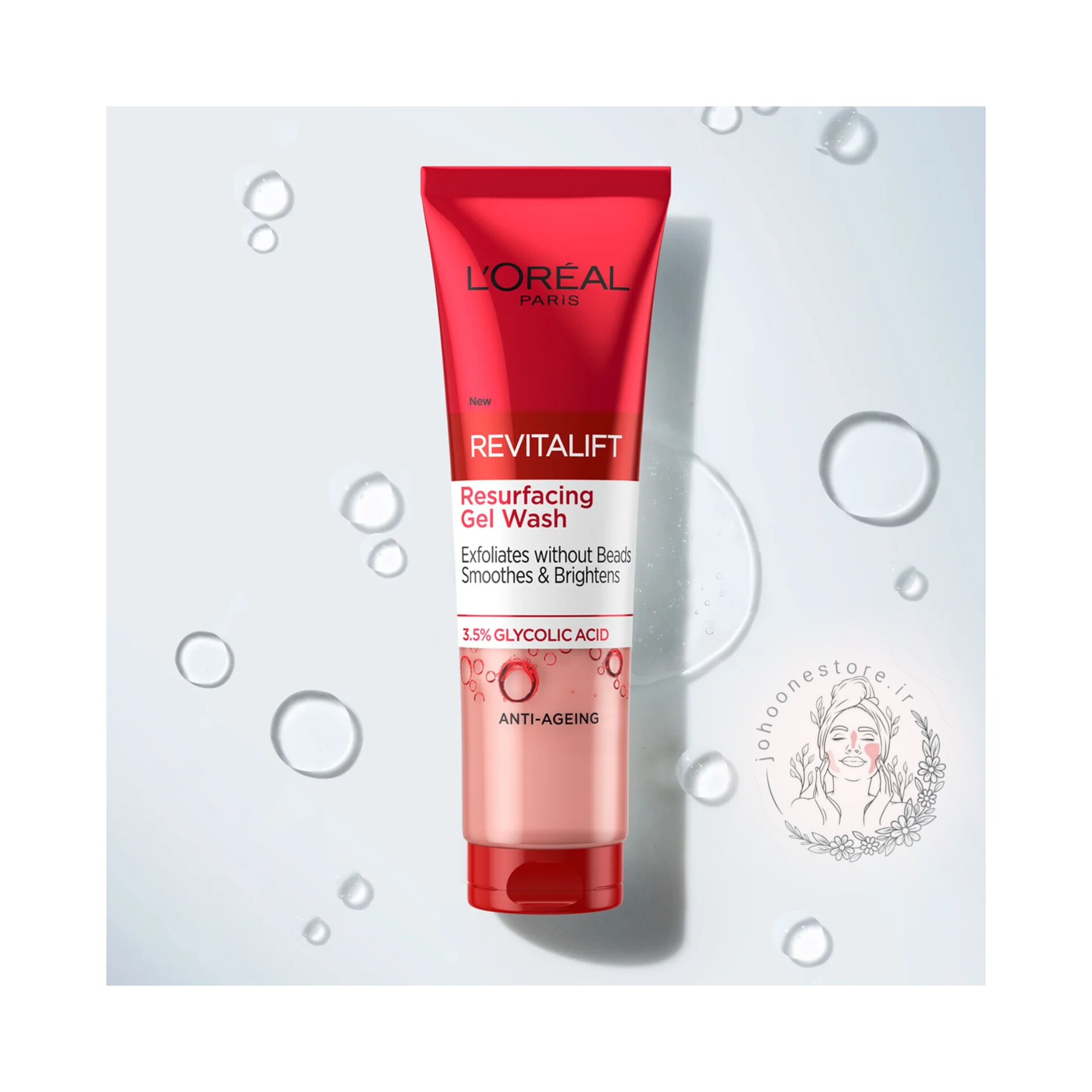 ژل شستشوی صورت لورآل مدل Revitalift حاوی ۳.۵٪ اسید گلیکولیک و ضد پیری ۱۵۰ میل اصل فرانسه