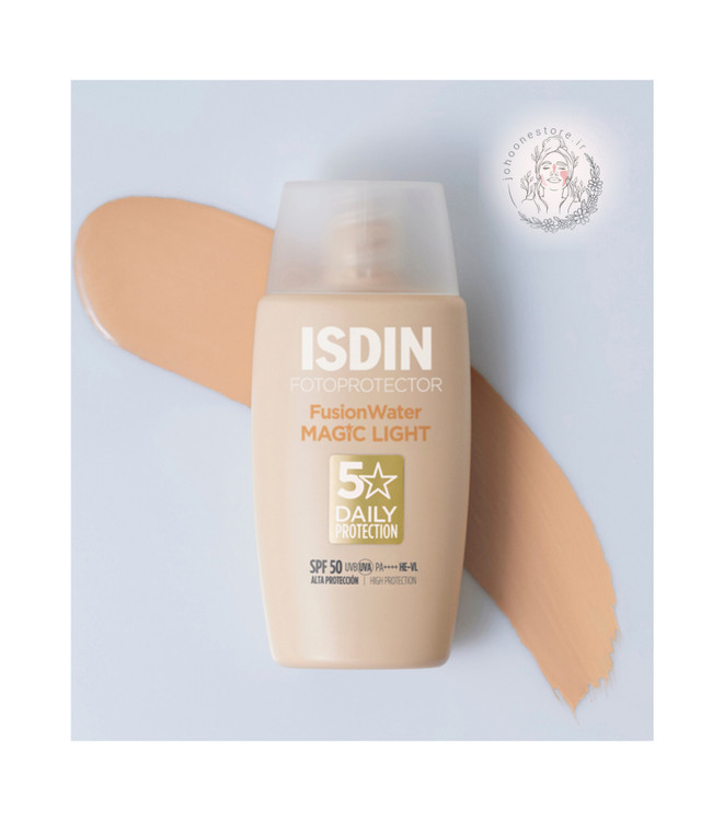 کرم ضد آفتاب ایزدین مدل فیوژن واتر مجیک لایت 5ستاره ++++PA محافظت +50 SPF حجم 50 میل اصل اسپانیا