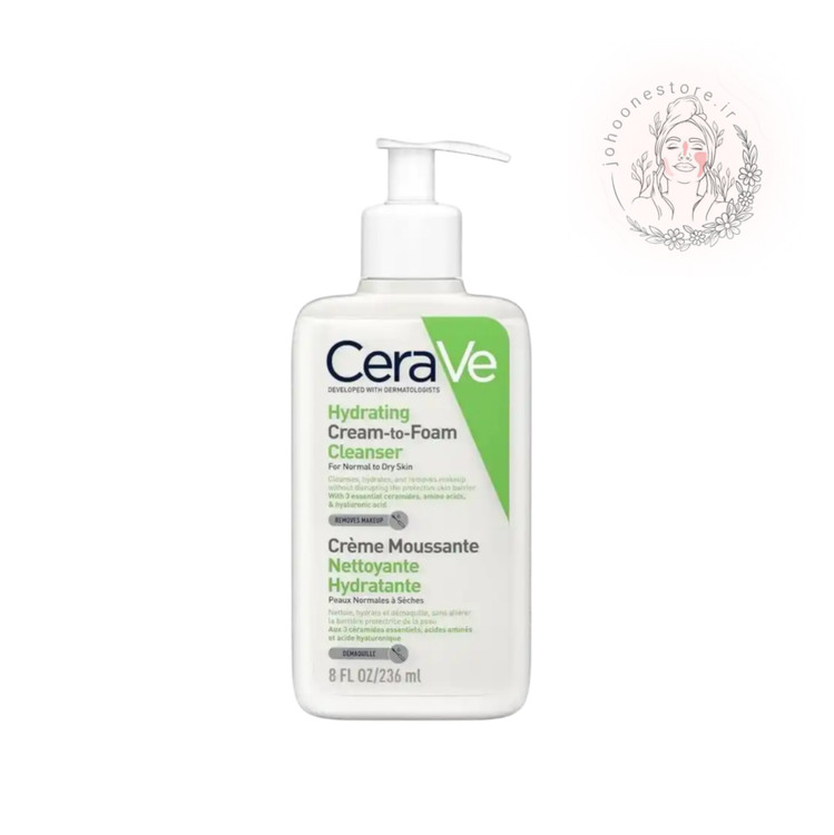 شوینده کرم به فوم سراوی مدل آبرسان مخصوص پوست نرمال و خشک اصل فرانسه حجم 236 میل