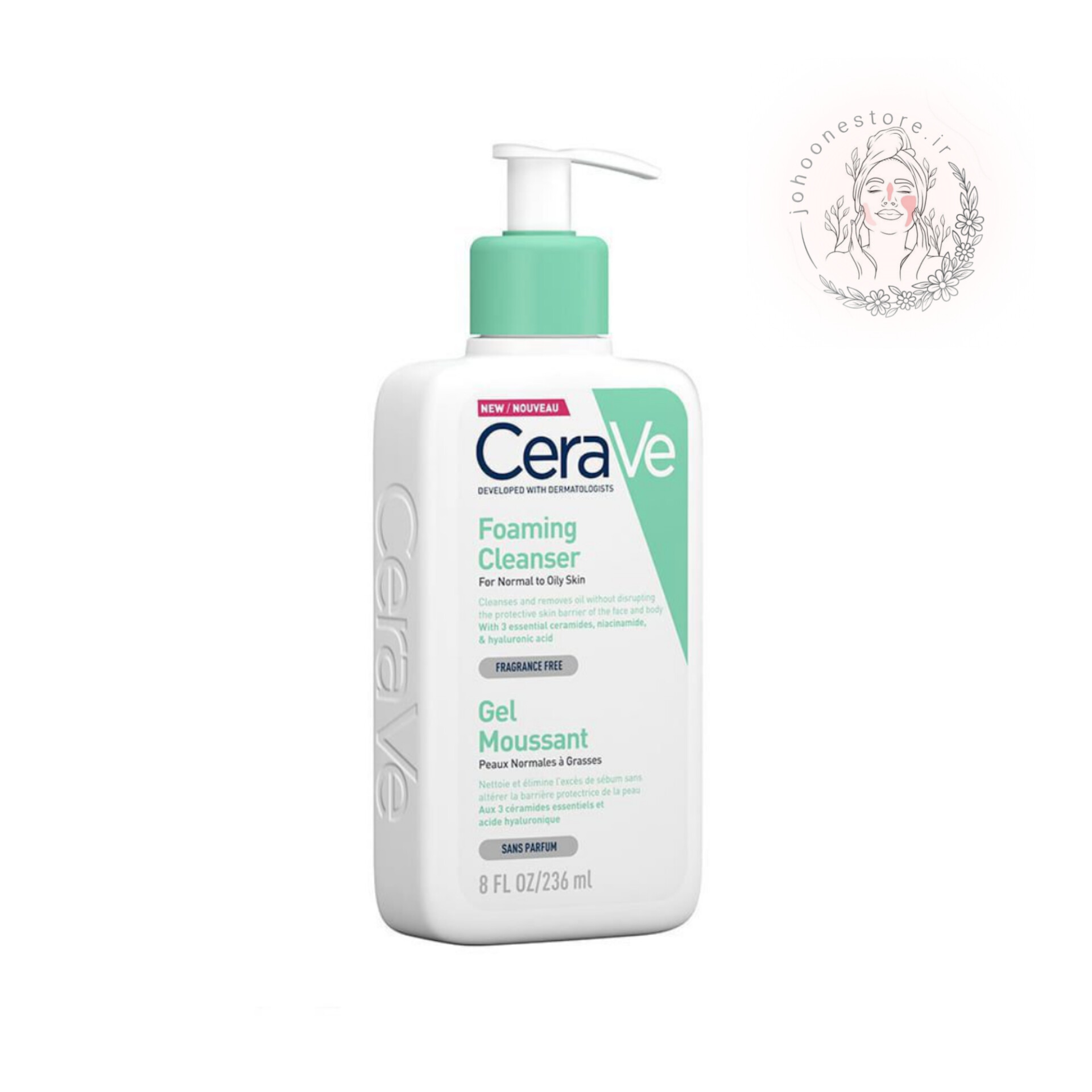 فوم پاک کننده سراوی مدل gel moussant حاوی نیاسینامید مناسب پوست‌های معمولی تا چرب 236 میل اصل فرانسه