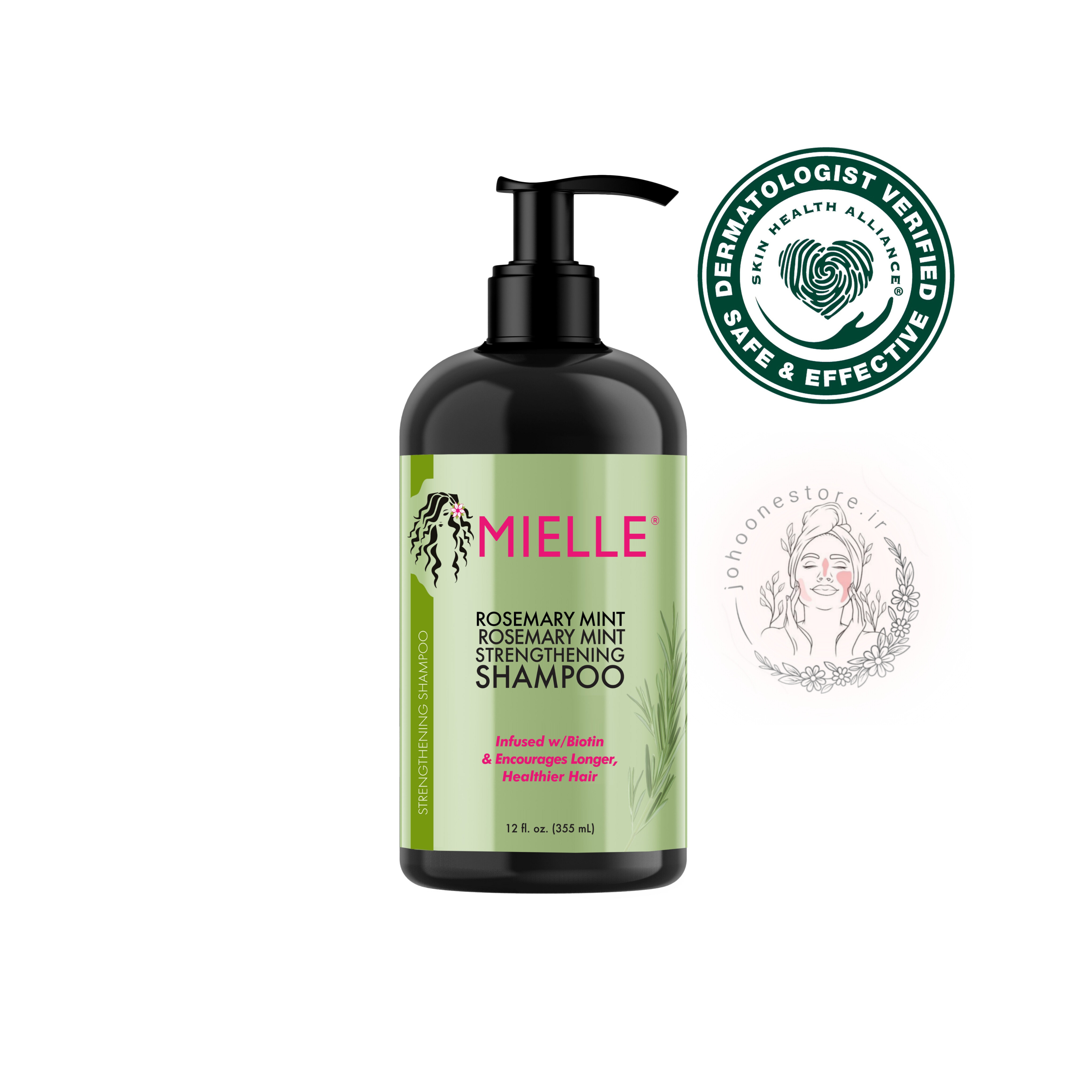 شامپو تقویت‌کننده رزماری میله مدل افزایش حجم ضخامت و رشد مو حجم 355 میل اصل آمریکا