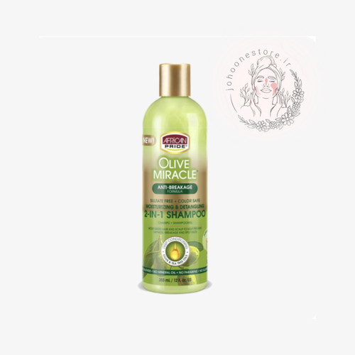شامپو زیتون آفریکن پراید مدل 2in1 (مرطوب کننده و گره باز کن) حجم 355 میل اصل آمریکا