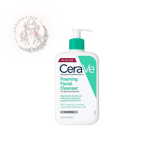 فوم شستشو صورت سراوی مدل Foaming Facial Cleanser مخصوص پوستهای معمولی تا چرب، حجم ۴۷۳ میل اصل فرانسه