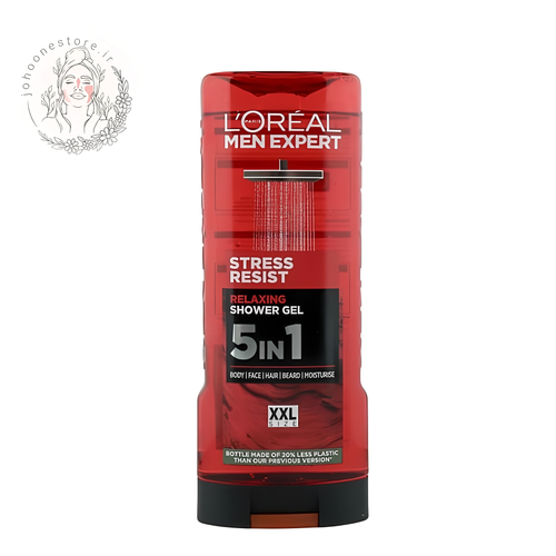 شامپو سر و بدن مردانه لورال مدل Stress Resist قرمز حجم 400 میل ( XXL ) اصل فرانسه