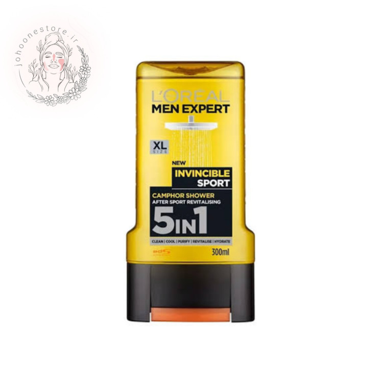 شامپو سر و بدن مردانه لورال مدل Invincible Sport زرد حجم 300 میل ( XL )اصل فرانسه